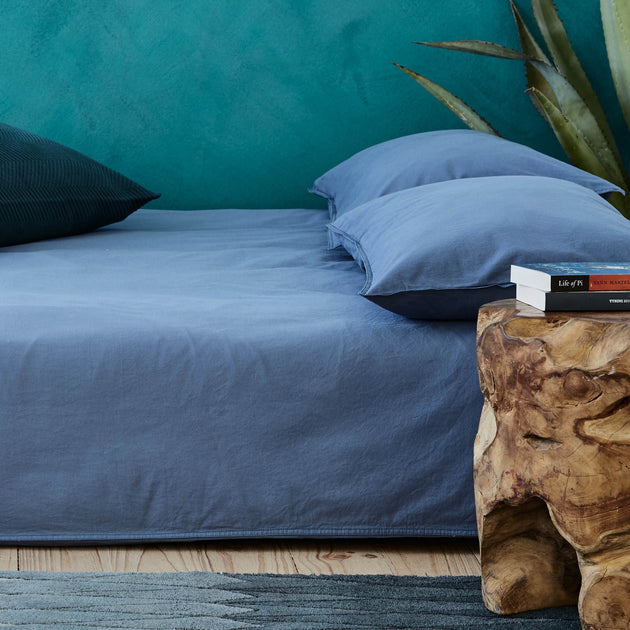 Baumwoll-Bettwäsche Luz in Blau | Schöne Ideen für Ihr Zuhause | URBANARA