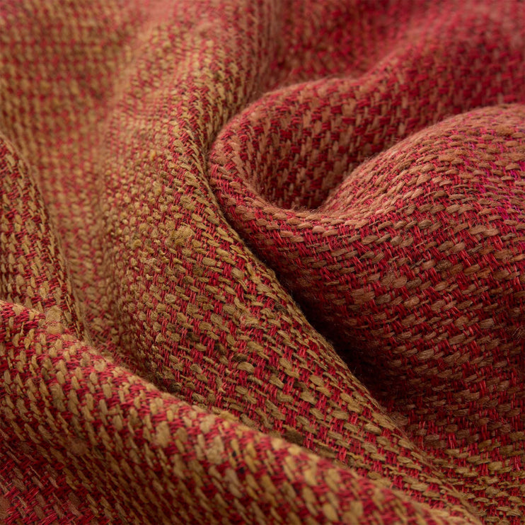 Decke Birami, Rot & Orange & Senfgelb, 60% Leinen & 40% Seide | Hochwertige Wohnaccessoires