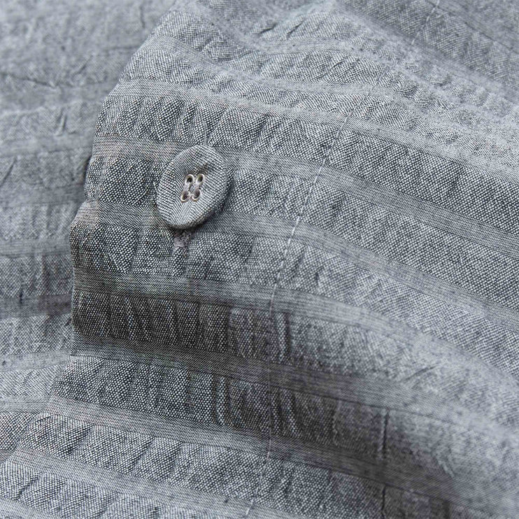 Bettdeckenbezug Ansei, Grau, 100% Baumwolle | URBANARA Seersucker-Bettwäsche