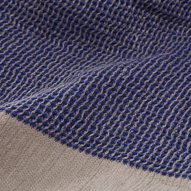 Decke Kovai, Ultramarinblau & Natur, 50% Leinen & 50% Baumwolle | Hochwertige Wohnaccessoires
