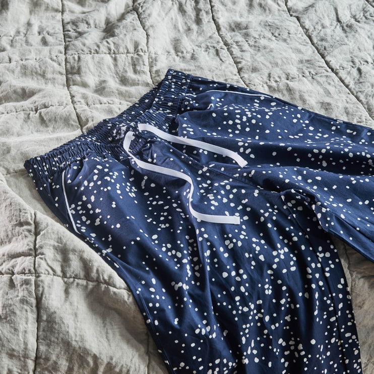 Pyjama Cova, Dunkelblau & Weiß, 100% Baumwolle | Hochwertige Wohnaccessoires