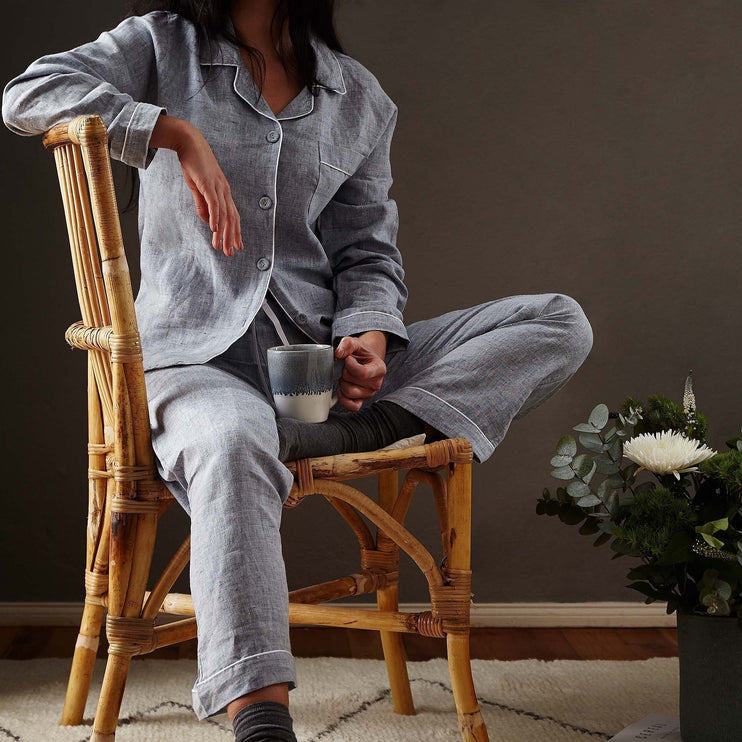 Pyjama Casaalin Dunkles Graublau & Weiß | Schöne Ideen für Ihr Zuhause | URBANARA
