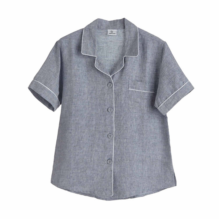 Pyjama Casaal in Dunkles Graublau & Weiß aus 100% Leinen & 100% Baumwolle | Entdecken Sie unsere schönsten Wohnaccessoires