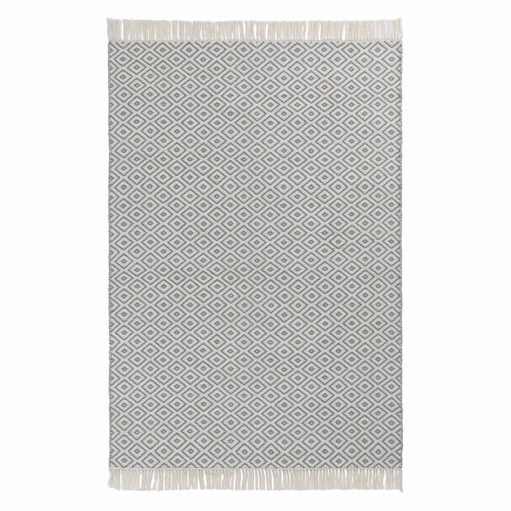 Teppich Barota, Grüngrau & Weiß, 100% PET | Hochwertige Wohnaccessoires