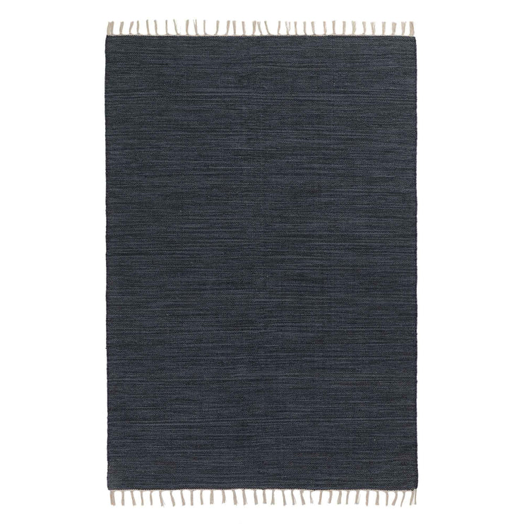 Teppich Akora, Jeansblau-Melange, 100% Baumwolle | URBANARA Baumwollteppiche