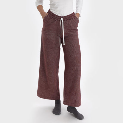 Pyjama Coja, Weinrot & Naturweiß, 100% Baumwolle