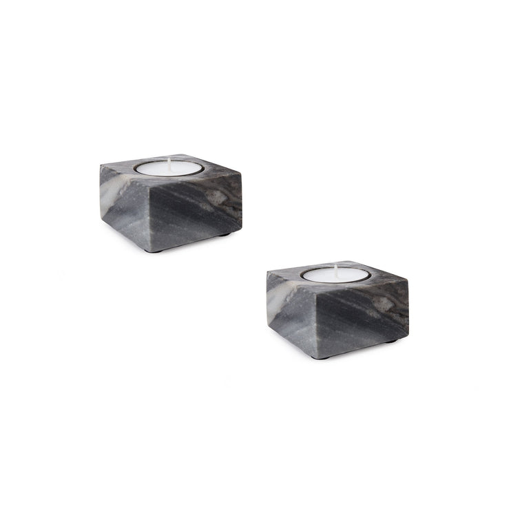 Kerzenhalter Nanda, Schwarz, 100% Marmor
